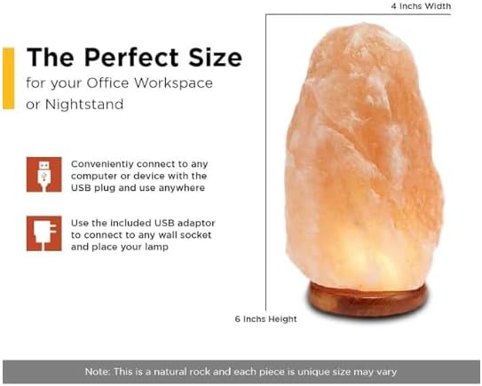 Salacia Himalayan Color Changing Salt Lamp, Night Light Lamp, Crystal Pink Large USB Salt Rock Lamp for Home Decor, USB Himalayan Salt Lamps with Wooden Base, Salt Lamp