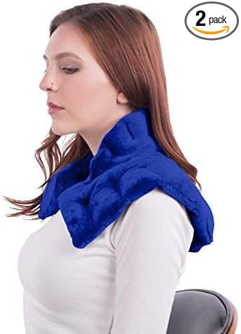 Mars Wellness Heated microwavable Neck and Shoulder Wrap - Herbal Hot/Cold Deep Penetrating Weighted Herbal Aromatherapy Shoulder and Neck Therapy Wrap - Made in The USA (Slate Blue) - 2 Pack