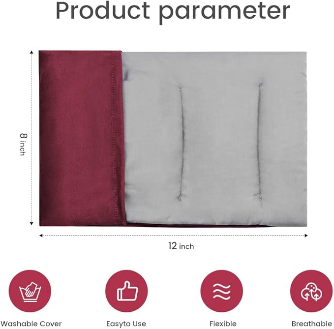 Heating Pad Microwavable with Washable Cover, 8 x 12 Multipurpose Microwave Heating Pad for Neck and Shoulders, Moist Heat Bean Bag Warm Compress for Knee, Muscles, Joints, Wrist, Abdomen (Wine Red)