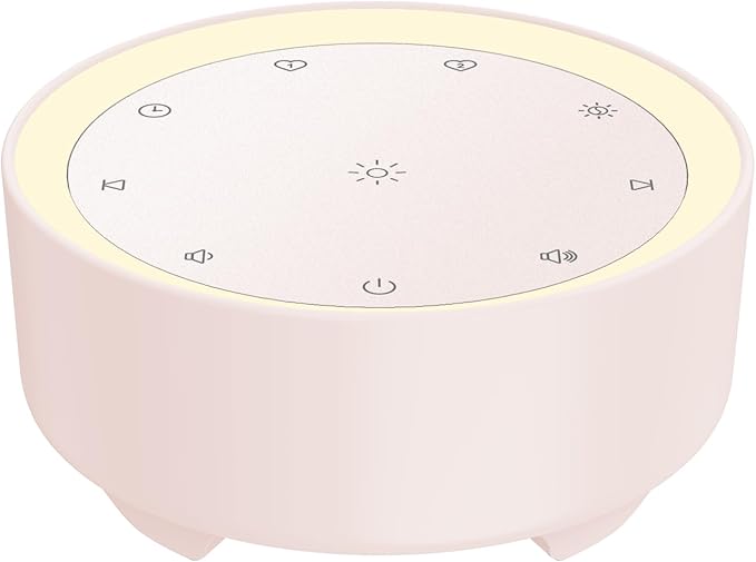 Kipcush Sound Machine & Night Light for Adults, Baby, Kids. White Noise Machine with 20 Soothing Sleep Sounds. Small Size & Portable Design for Bedroom, Office, Travel. Favorites Buttons, Timer(Pink)