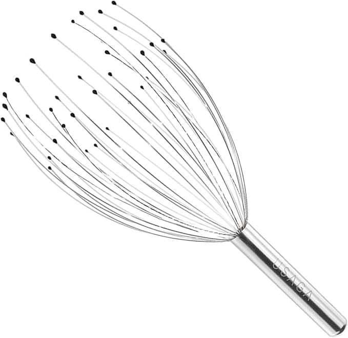 USAGA 36 Fingers Head Massager Scalp Massager Head Scratcher, Stocking Stuffers Gift for Scalp Body Relaxing (Silver)