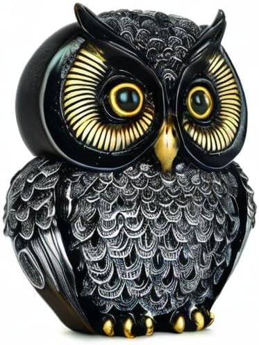 Artpaul Owl Statue Home Decor - Small Owl Figurines for Shelves, Living Room Decor & Gifts (Silver)