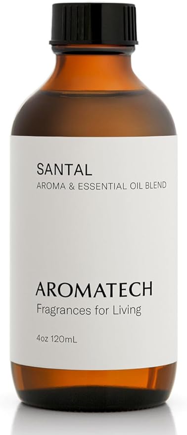 AromaTech Santal Aroma Essential Oil Blend: Luxury Hotel Inspired Aromatherapy with Amber, Vanilla, Cedar & Sandalwood for Ultrasonic Diffusers & Nebulizers - 4 fl oz, 120 mL