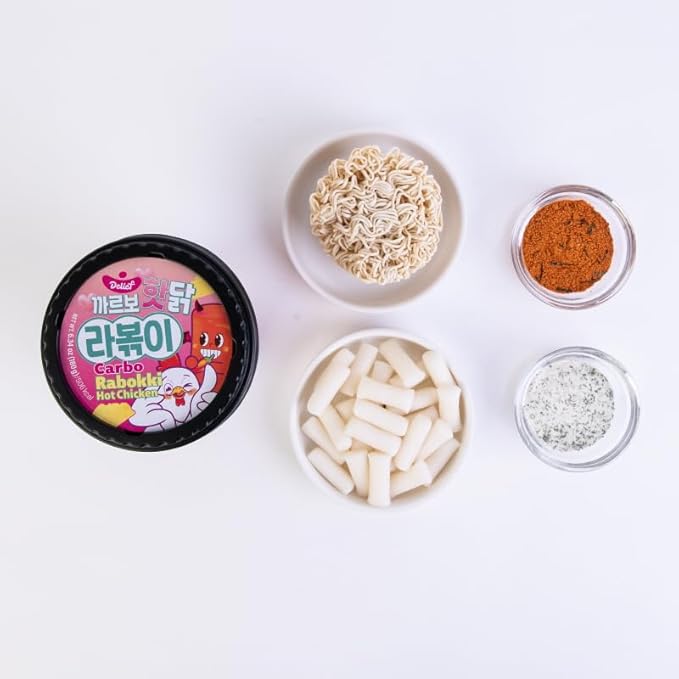 DELIEF Rabokki Hot Chicken CARBO Flavor 180g/6.34oz - Pack of 1, Korean Street food, ramen noodle and Tteokbokki rice cake combined in 1 - Quick and Easy meal