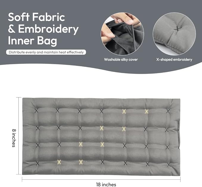 Microwavable Heating Pad with Washable Cover, 8 x 18 Microwave Heating Pad for Neck and Shoulders, Moist Heat Bean Bag Warm Compress for Knee, Joints, Wrist, Abdomen (Dark Gray)