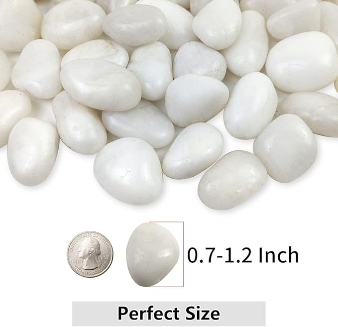 White Pebbles for Indoor Plants, Natural Polished River Rocks, Small Decorative Stones for Planters Vase Fish Tank Aquariums Landscaping Garden, 10lbs