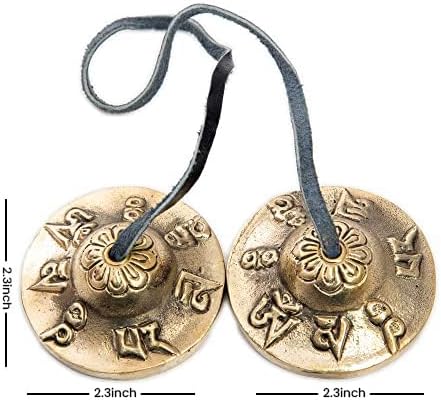 Tingsha Cymbals Bells - Easy To Play - Meditation Mindfulness Chime For Chakra Healing Spiritual Dharma Gifts Handcrafted Tibetan By Himalayan Bazaar (Ohm Mani)