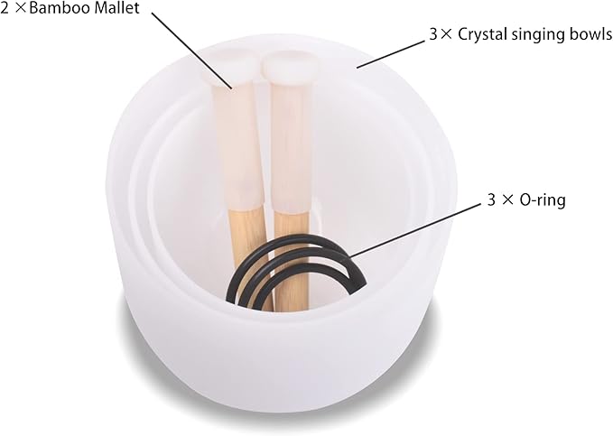 7inch 8inch 9inch Crystal singing bowls set sound bowl for healing Mindfulness, Meditation, Yoga, Spiritual and Body Healing Chakra Bowl (7C+8A+9G, 7 inch +8 inch + 9inch)