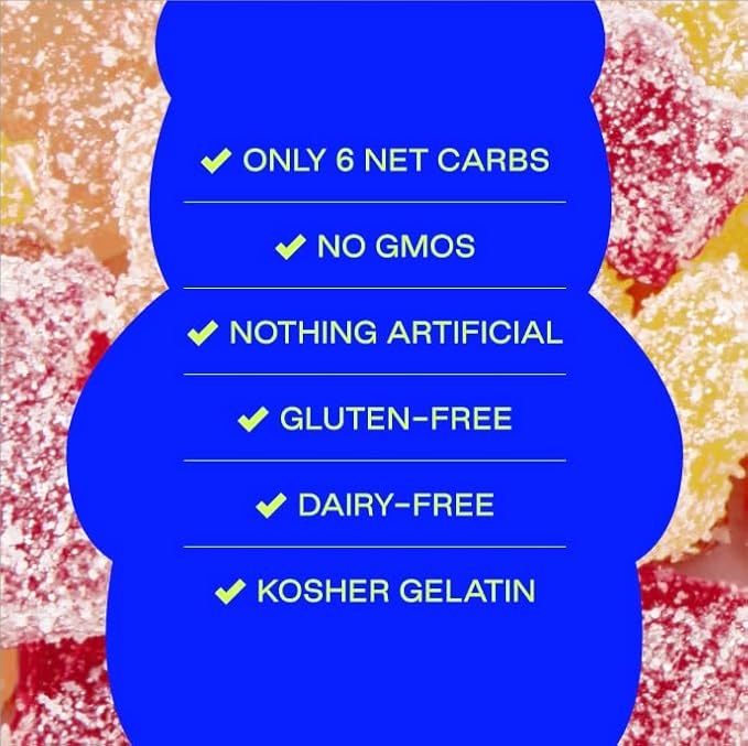 BEHAVE Low Sugar, Low Carb Gummy Candy | Healthy, High in Fiber, Keto & Diabetic Friendly Snack | Non-GMO, Gluten-Free, Dairy-Free, Nothing Artificial | Sour Variety, 1.8oz (6-Pack)