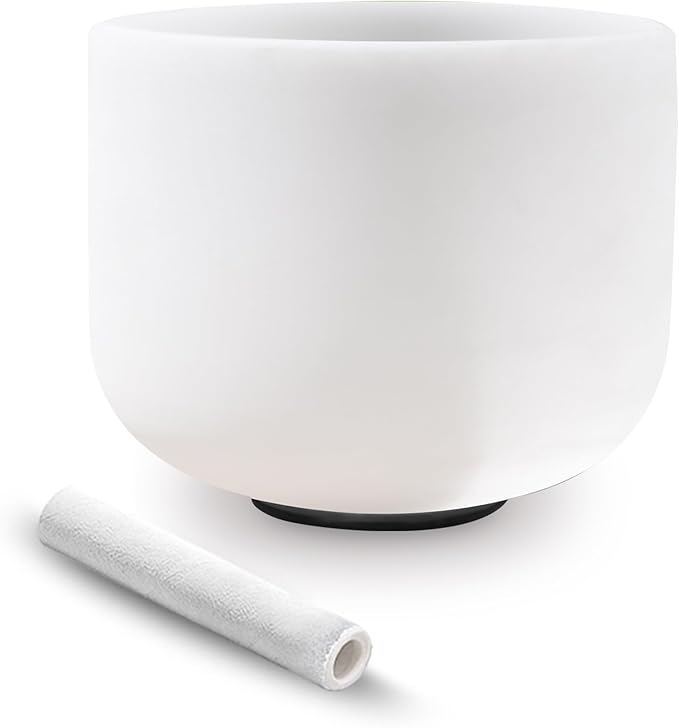 Ryan Dvan 432Hz 8 Inch B Note Crystal Singing Bowl for Healing Mindfulness Meditation Yoga Sound Baths with Case Mallet Suede Striker