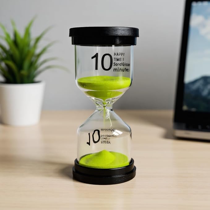 Elegant Green Round SandTimer-10 Minute Sand Timer for Kids and Adults, Hourglass Sand Timer.(Green Round)