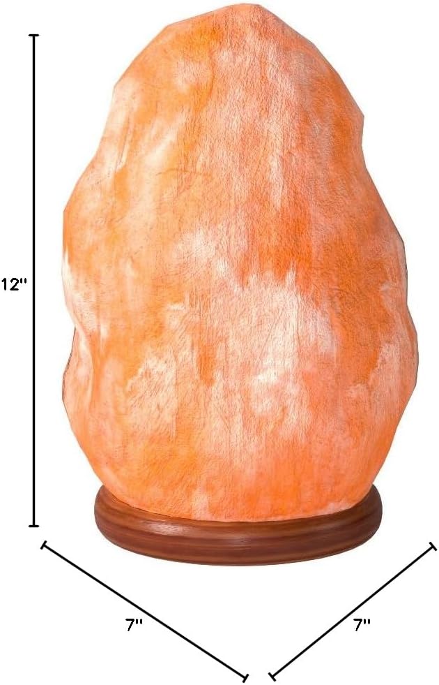 The Body Source Himalayan Salt Lamp 10-12 Inches (11-15lb) | Includes Dimmer Switch | Natural Salt Rock Lamp with Handcrafted Wooden Base & Night Light (Bulb Replacement)