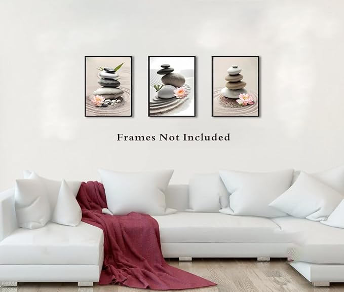 Zen Bathroom Decor Meditation Canvas Wall Art, Zen Spa Stones Canvas Wall Art, Zen Sand Posters Prints for Yoga Office Bathroom Bedroom,Set of 4 (Unframed 8 x 10 IN)