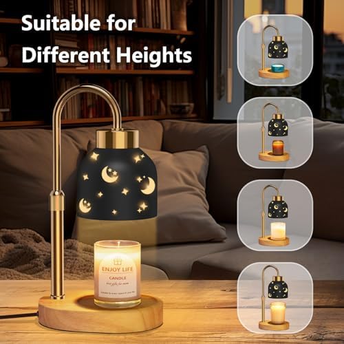 Candle Warmer Lamp with 2 Bulbs, with Dimmer Adjustable Height,Mothers Day Gifts,Vintage Home Decor,2/4/8H Timer
