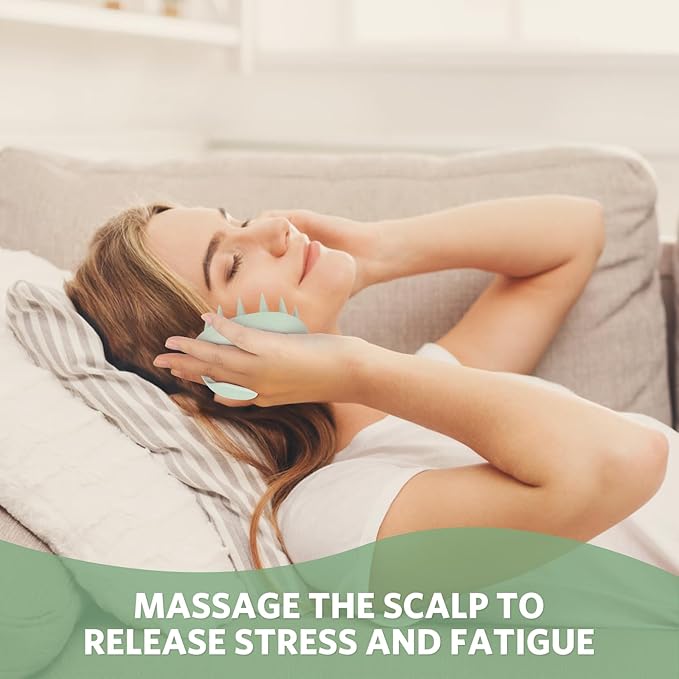 Sndyi Scalp Massager Shampoo Brush, Scalp Scrubber with Soft Silicone Bristles, Scalp Exfoliator for Dandruff Removal, Wheat Straw Hair Scalp Massager for Hair Growth, Wet Dry Scalp Brush, Green