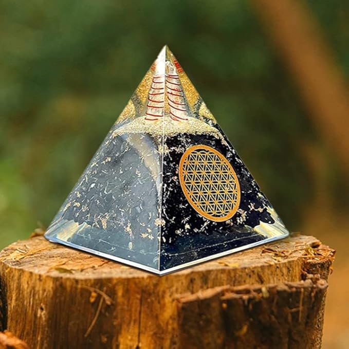 Orgone Black Tourmaline Pyramid – Healing Crystal for Protection, Motivation, EMF Shielding & Meditation – Orgonite Pyramid for Chakra Balancing, Reiki, Spiritual Energy & Positive Vibrations