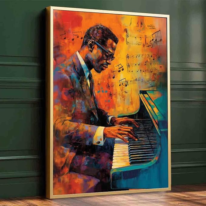 Graffiti Black Man Wall Art African American Picture Black Music Wall Art Graffiti Poster Playing Art Music Themed Paintings Musical Instruments Prints Living Room Decor 16x24inch No Frame