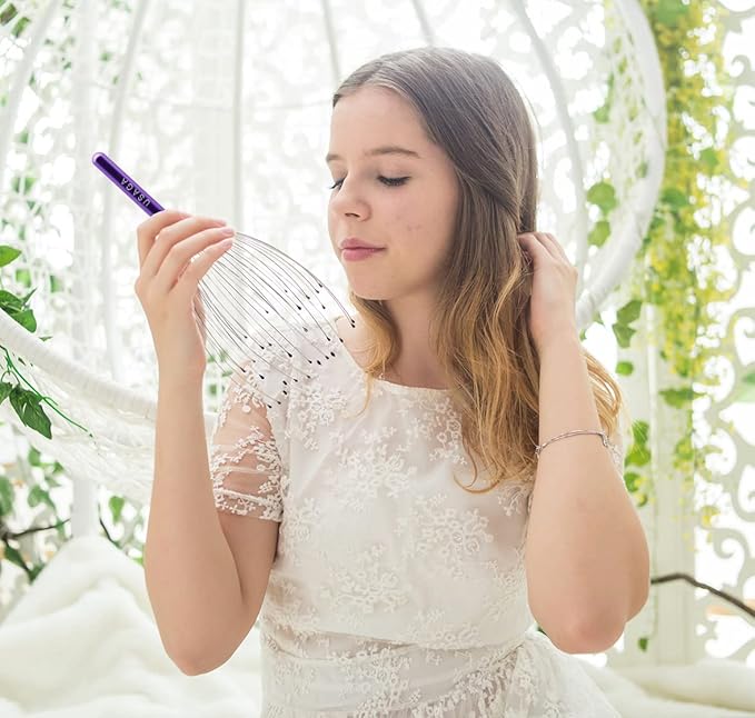 USAGA 36 Fingers Head Massager Scalp Massager Head Scratcher, Stocking Stuffers Gift for Scalp Body Relaxing (Purple)