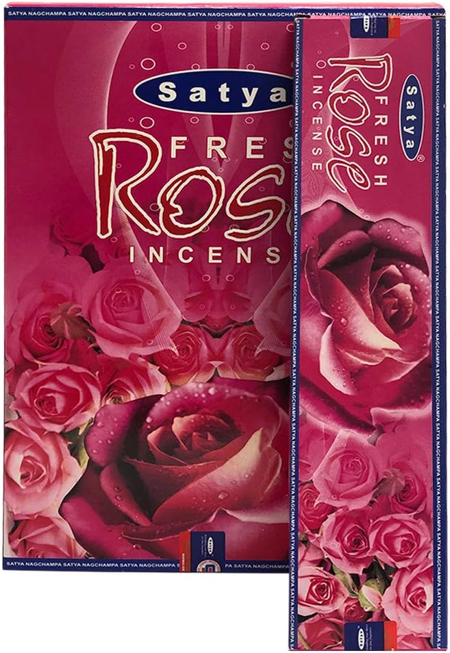 Fresh Rose Incense Sticks and Incense Stick Holder Bundle Insence Insense Satya