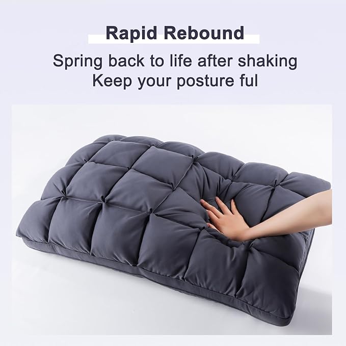 YOUR MOON Soft Pillows for Sleeping, Support Bed Pillows, Fluffy Down Alternative Pillow, Luxury Hotel Gel Pillows for Side Sleeping Queen Size (Gray)