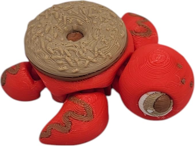 Articulating Turtle Fidget Animal Figurines – Unique 3D Printed Collectibles, Poseable Desk Animals For Adults, Stress Relief and Display Gift (DESSERT BABY COOKIE TURTLE)