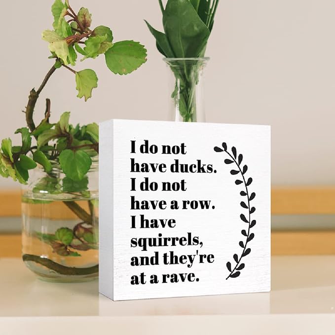 Funny Office Wood Box Sign I Do Not Have Ducks Wooden Block Sign Funny Sarcastic Desk Décor for Home Office Cubicle Table Décor,Coworker Gift for Friend Coworker Employee