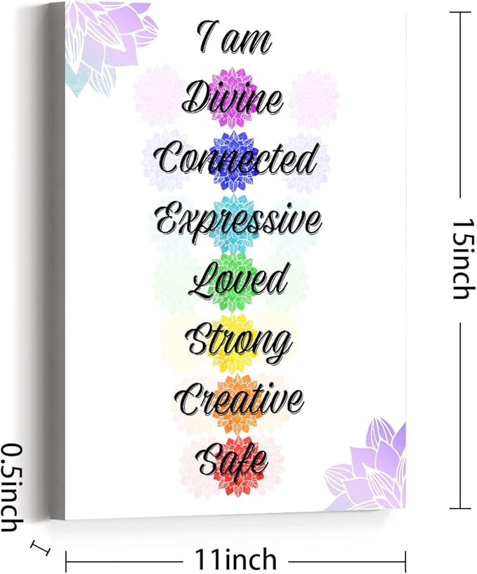 Chakra Wall Art Canvas,Patient 7 Chakra Quotes Sign Canvas Prints Framed Wall Art for Yoga Room Home Wall Décor,Gifts for Yoga Lover
