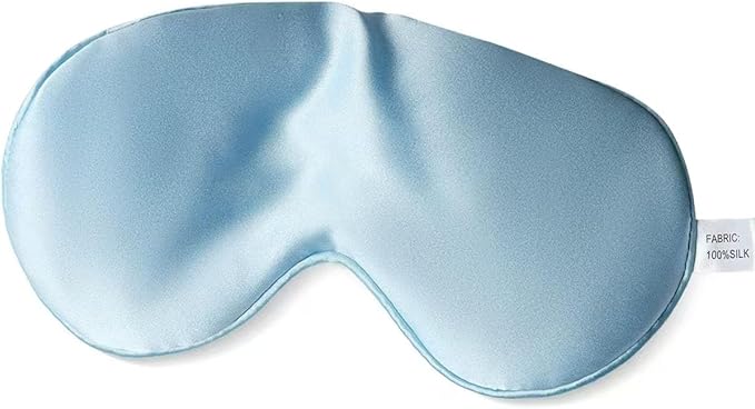Sleep Mask 22 Momme Mulberry Silk, Luxury Thickening Eye Pillow for Optimal Eye Comfort (Blue)