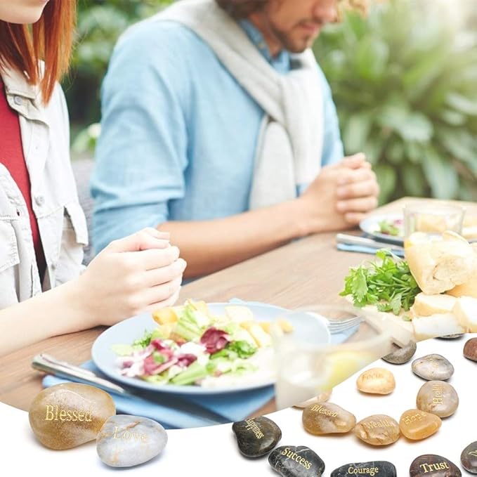 BigOtters Rocks with Inspirational Words, 25 Different Words Encouragement Gratitude Rocks for Meditation Birthday Graduation Gift