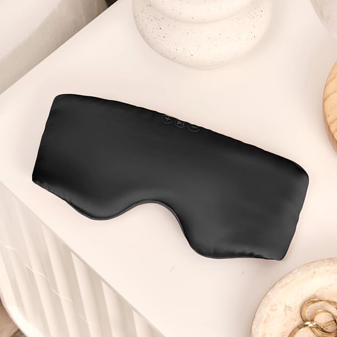 SilkSound 100% Mulberry Silk Bluetooth Sleep Mask for Side Sleepers, Sleeping Eyemask with Bluetooth Headphones, Eye Mask Headphones, Sleep Headphones for Side Sleepers, White Noise Head Phones