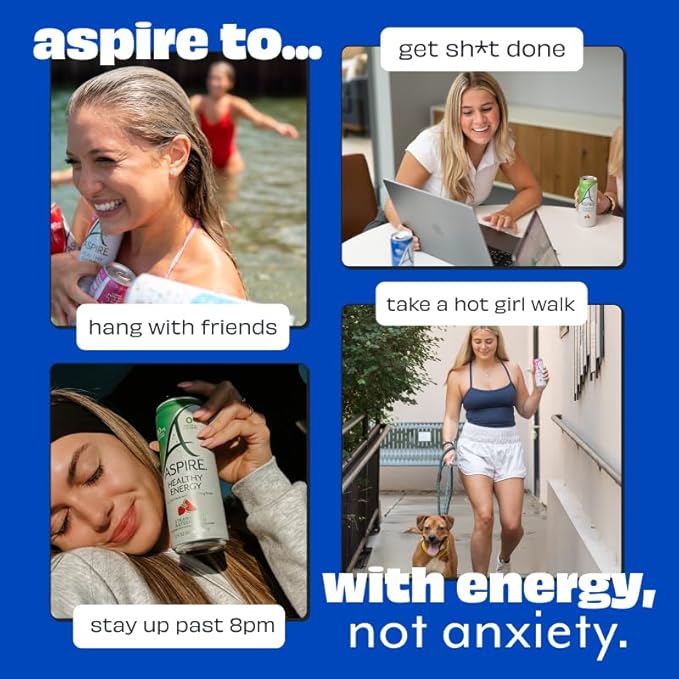 ASPIRE® Mixed Berry, Healthy Energy Drink 80mg Natural Caffeine, Zero Sugar No Carbs Keto Friendly, 24 Pack Green Tea Sugar Free Drink Low Caffeine Zero Calorie