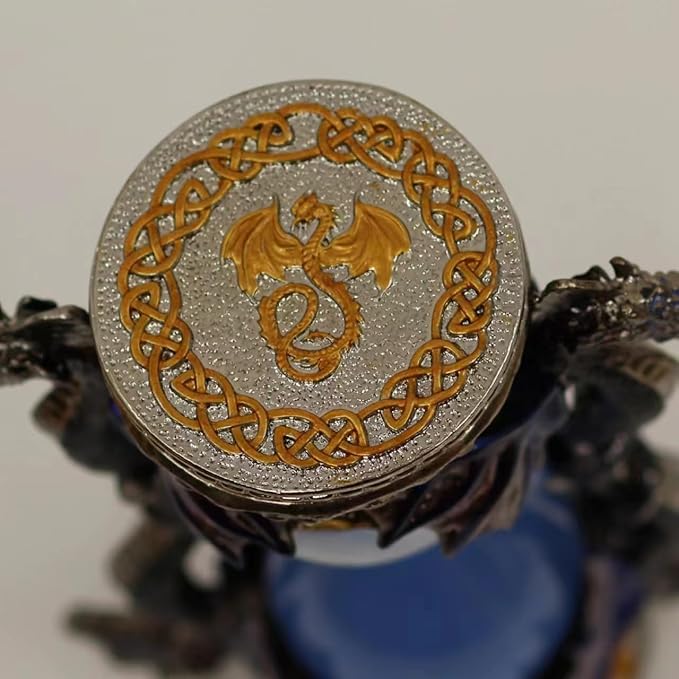 Retro Metal Dragon Hourglass Timer 15 Minutes, Gothic Decorative Statues, Unique Vintage Classic Hourglass, Home Decoration Pieces, Gift Art Collection. Blue (Dragon) Single Six inches