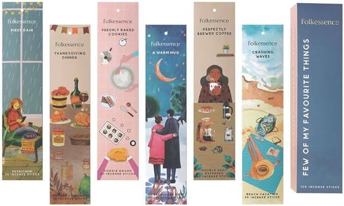 Folkulture Incense Sticks | Pack of 6 (120) Non Toxic Fall Insence-sticks, Fall Scents with 45 Mins Burn Time | Cinnamon, Espresso | Organic Inscents-sticks | Slow burning Incensios or Fall Essentials
