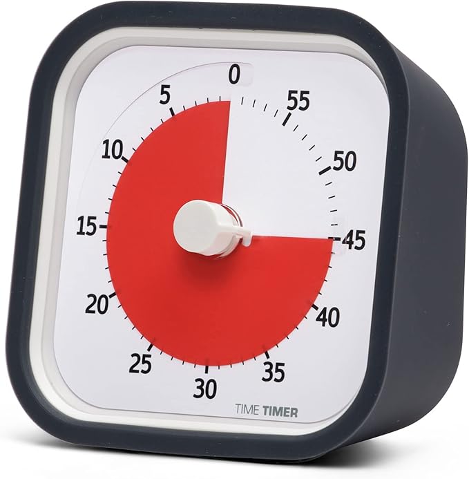TIME TIMER MOD (Charcoal), A Visual Countdown 60 Minute Timer for Classrooms, Meetings, Kids and Adults Office and Homeschooling Tool with Silent Operation and Interchangeable Silicone Cover