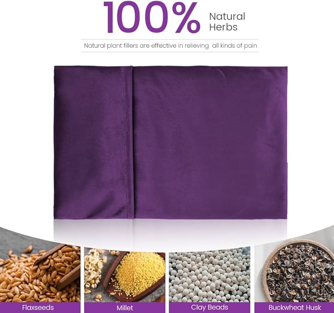 Heating Pad Microwavable with Washable Cover, 8 x 12 Multipurpose Microwave Heating Pad for Neck and Shoulders, Moist Heat Bean Bag Warm Compress for Knee, Muscles, Joints, Wrist (Dark Purple)