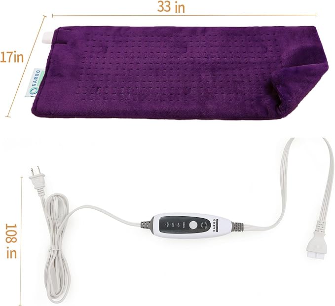 Heating Pad for Neck and Shoulders and Back,Weighted Shoulder Heating Pad for Pain Relief with Dry&Moist Heat Therapy, Auto-Off, 9ft Extra Long Wire,Gifts for Mom Women,Dark Blue, 17"*33" Purple