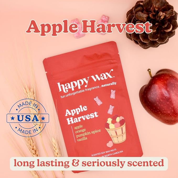 Happy Wax Savory Mix Premium Scented Natural, Non Toxic Soy Wax Melts – 6 Total Oz. of Scented Wax Melts. Includes: Cinnamon Chai, Apple Harvest, and Pumpkin Soufflé