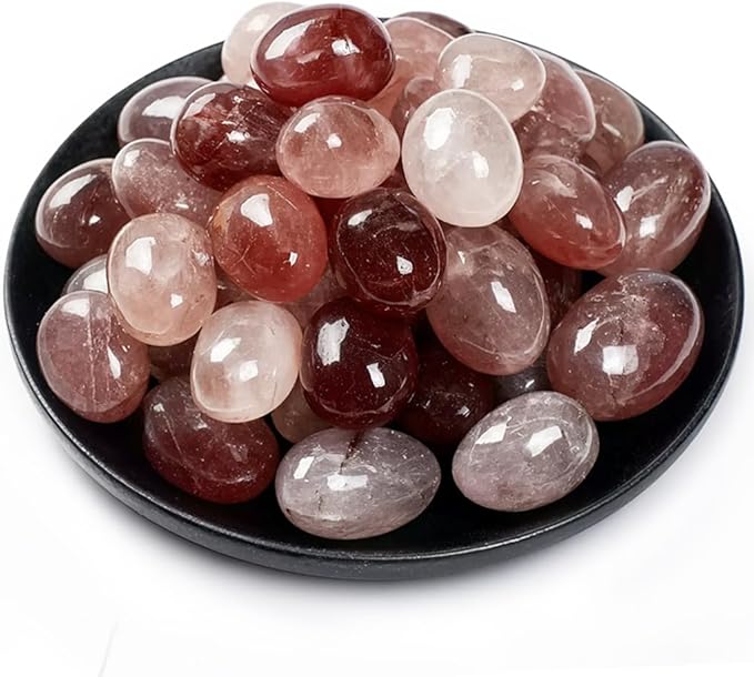 Polished Stone Set Cherry Blossom Agate Crystals, 0.8" Handpicked Tumbled Gemstones Rocks, Pebbles for Reiki, Chakra, Healing, Home Decor