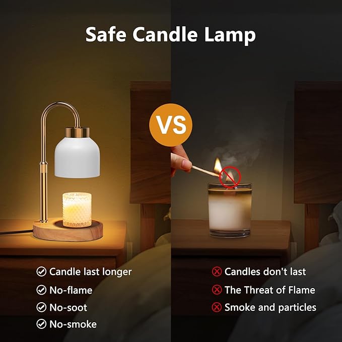 Candle Warmer Lamp, with Timer Dimmer, Height and Brightness Adjustable, Modern Electric Wax Warmer for Women Mom, Best Birthday and House Warming Gift for New Home Decor