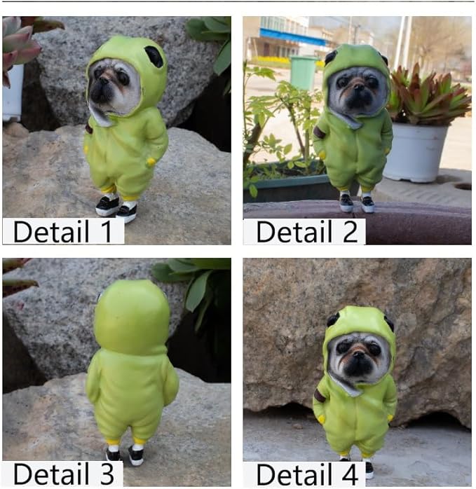 Cute Resin Backpack Dog Statue Crafts Living Room Desktop Decorations,Handmade Casual Small Resin Animal Statue Ornament Home Decor Green