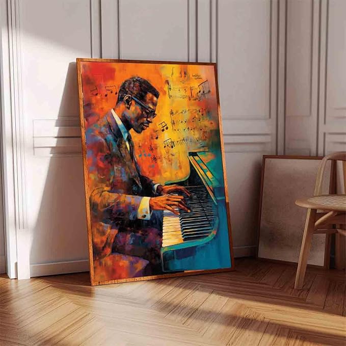 Graffiti Black Man Wall Art African American Picture Black Music Wall Art Graffiti Poster Playing Art Music Themed Paintings Musical Instruments Prints Living Room Decor 16x24inch No Frame