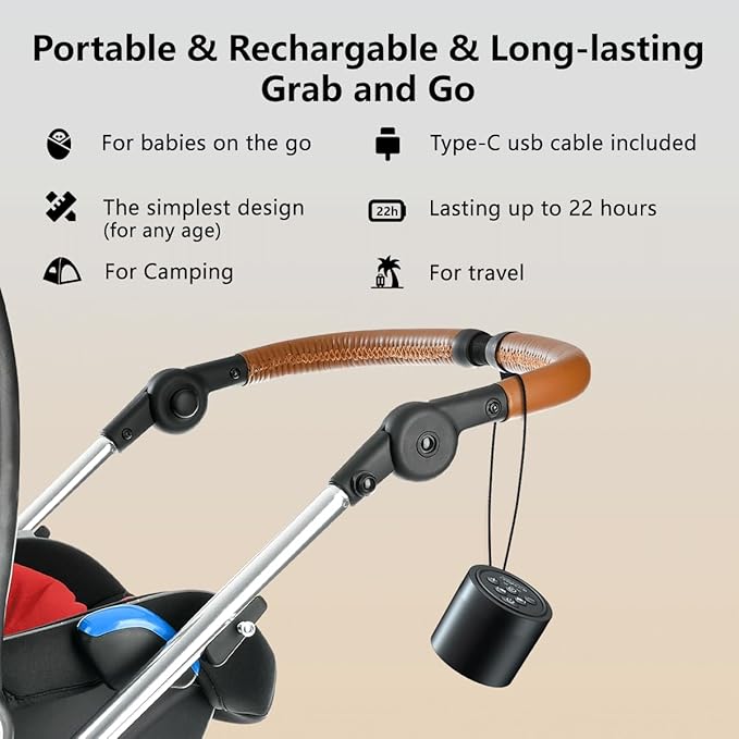 Portable Mini White Noise Machine Sound Machine with 30 Soothing Sounds for Newborn Kids Adults Rechargeable Sleep Brown Noise Machine with 4 Timers Memory Function for Travel Camping Home and Office