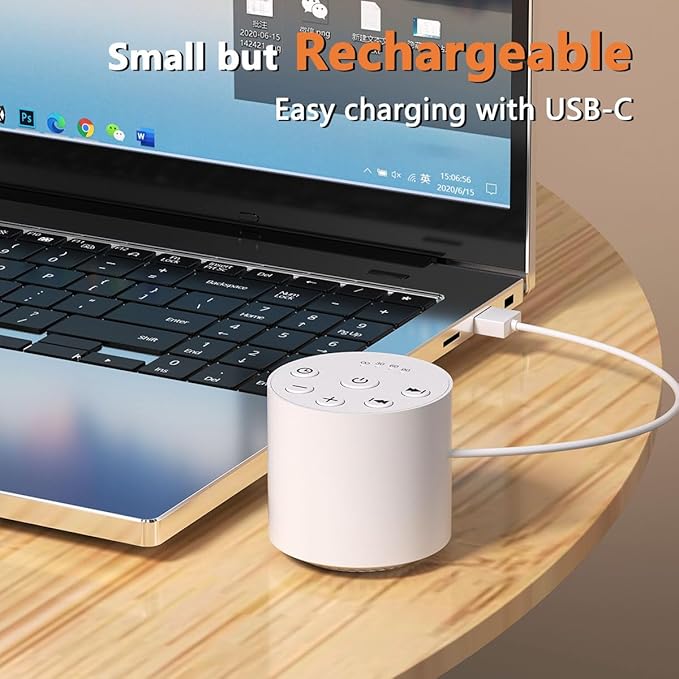 Color Noise Sleep Sound Machine Portable White Noise Machines with 30 Soothing Sounds 32 Levels Volume 4 Timer Options Compact Auto-Off Memory Function for Family Office Travel Everyone