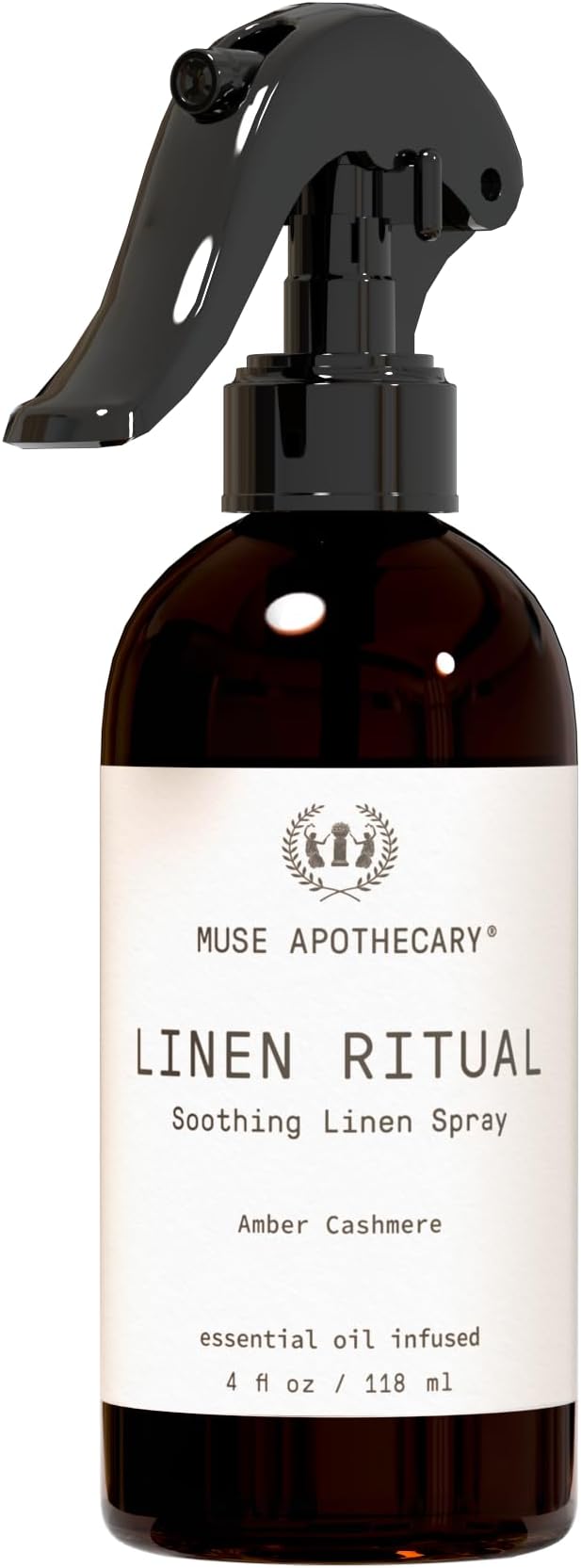 Muse Apothecary Linen Ritual - Aromatic, Soothing, and Relaxing Linen Mist, Laundry and Fabric Spray - Infused with Aromatherapy Essential Oils - 4 oz, Amber Cashmere