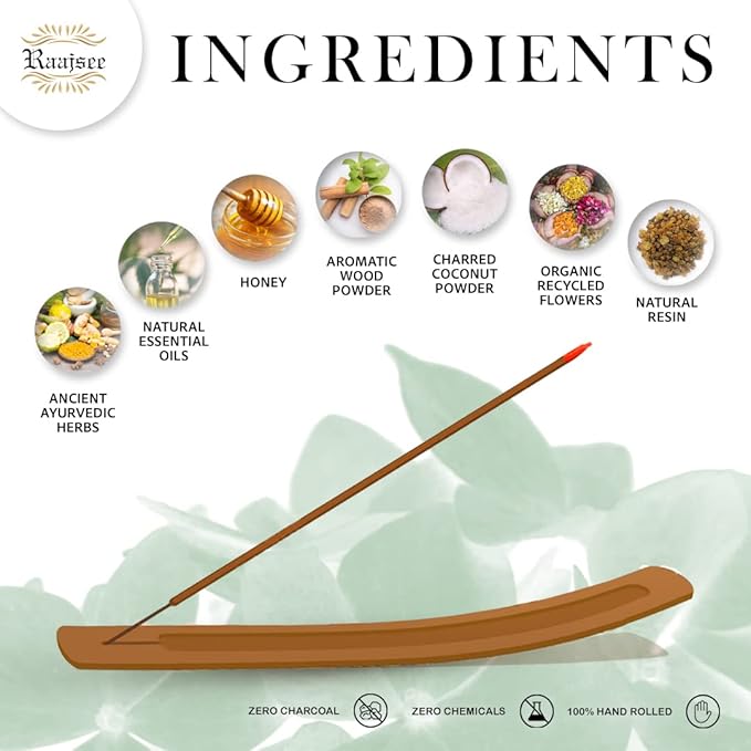 Raajsee Patchouli Incense Sticks 100 gm Pack-100% Pure Organic Natural Hand Rolled Free from Chemicals-Perfect for Church,Aromatherapy,Relaxation,Meditation,Positivity & Sensual Therapy