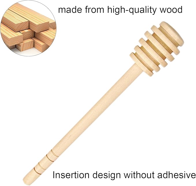 Wooden Honey Dipper Stick Collecting Dispensing Drizzling Jam Portable Wedding Party (15cm, 20)