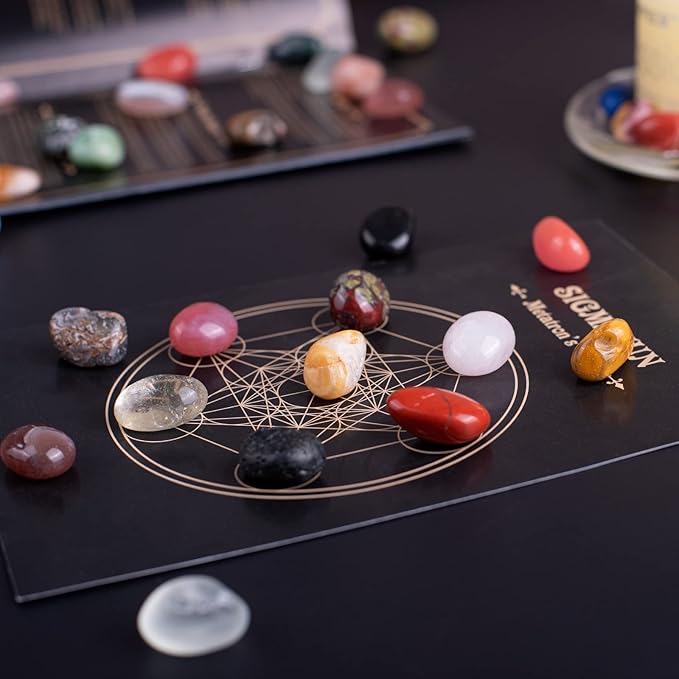 Polished Stone Pebbles Set Mixed Crystals, 72 Pcs 0.5" Handpicked Tumbled Stones Decorative Rocks for Reiki, Chakra, Healing, Home Decor, Mixed Pebbles