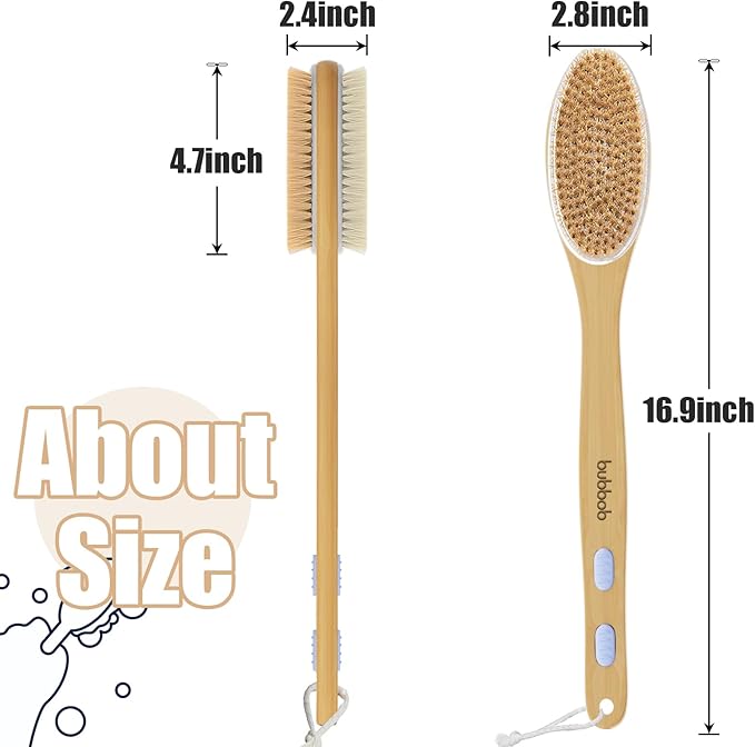 Back Scrubber for Shower,Bath Brush with Long Handle,Bath Brush Body Exfoliator for Wet or Dry Brushing,Men and Women (Blue)