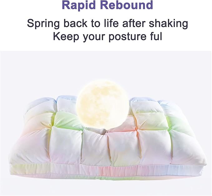 YOUR MOON Soft Pillows for Sleeping, Support Bed Pillows, Fluffy Down Alternative Pillow, Luxury Hotel Gel Pillows for Side Sleeping Standard Size (Rainbow)