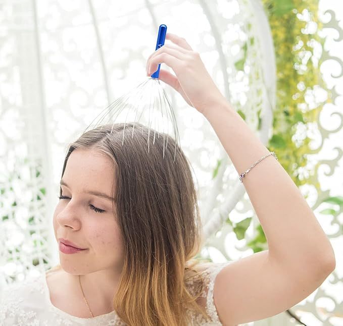 USAGA 36 Fingers Head Massager Scalp Massager Head Scratcher, Stocking Stuffers Gift for Scalp Body Relaxing (Blue)